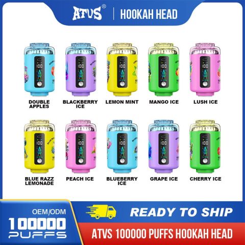 ATVS 20 Pack 120000 Puffs  Hookah Rechargeable Shisha Disposable Vape Wholesale with 50ml 5% Nic Salt 10 Flavors Bar Vape