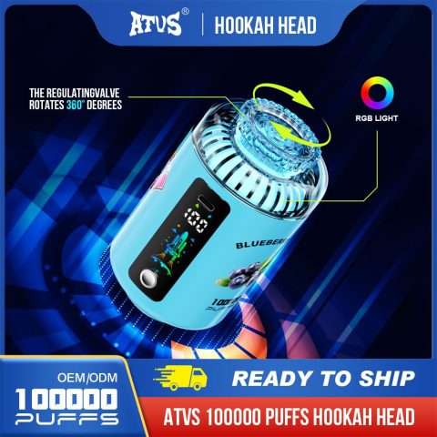 ATVS 20 Pack 120000 Puffs  Hookah Rechargeable Shisha Disposable Vape Wholesale with 50ml 5% Nic Salt 10 Flavors Bar Vape