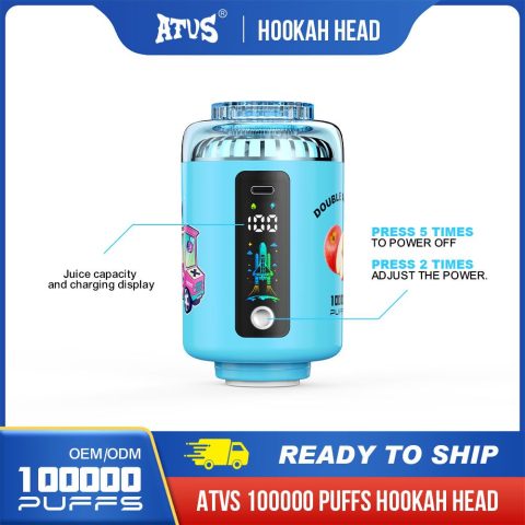 ATVS 20 Pack 120000 Puffs  Hookah Rechargeable Shisha Disposable Vape Wholesale with 50ml 5% Nic Salt 10 Flavors Bar Vape