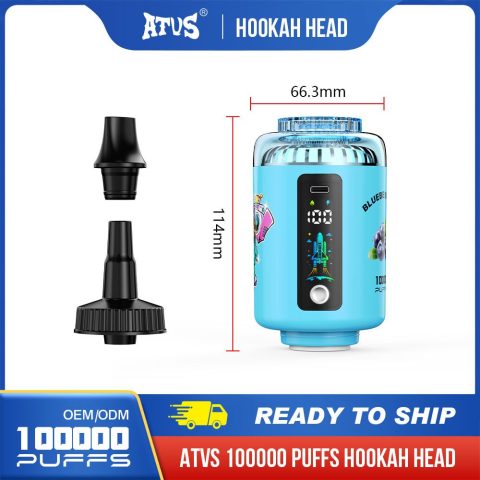 ATVS 20 Pack 120000 Puffs  Hookah Rechargeable Shisha Disposable Vape Wholesale with 50ml 5% Nic Salt 10 Flavors Bar Vape