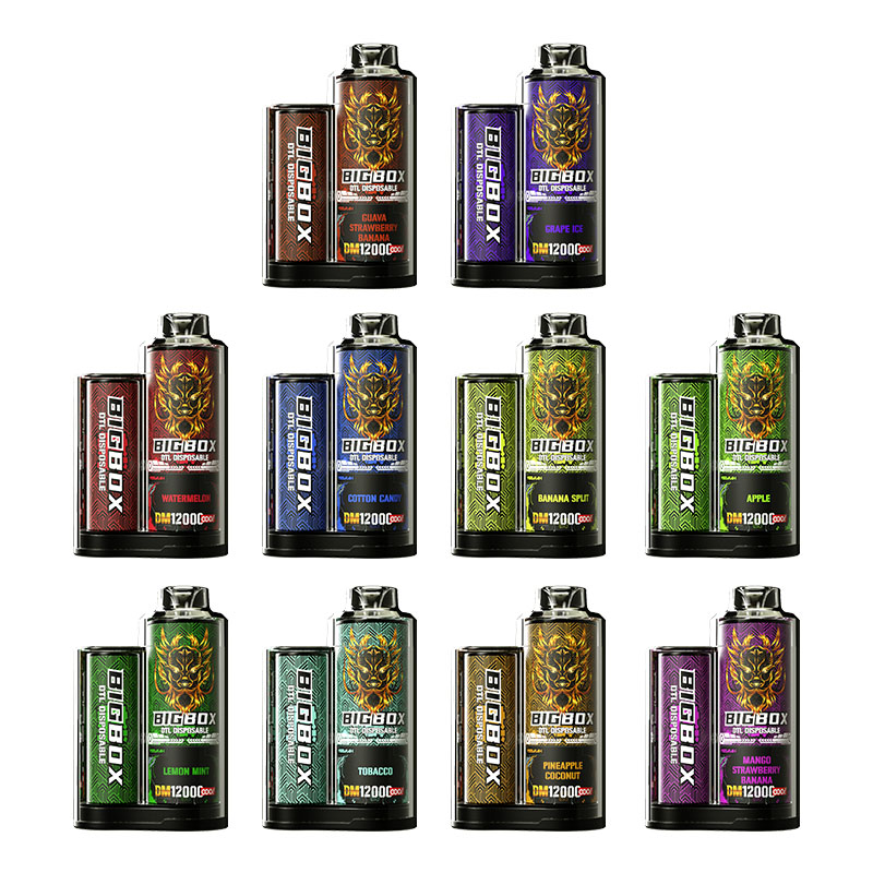OOO! BIGBOX APPLE DTL/DL Disposable Vape POD 12000 Puffs 25ml Free Base with adjustable airflow