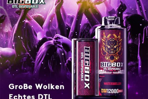 OOO! BIGBOX APPLE DTLDL Disposable Vape POD 12000 Puffs 25ml large clouds with adjustable airflow and rechargeable battery 1000mAh, Free Base Nicotine 3mg, 5mg, 6mg